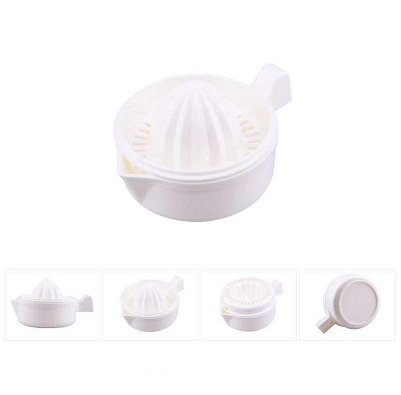 MXY Japanese Hand Juicer Plastic Lemon Lime Oranges Squeezer with Bowl White Color - Image 2